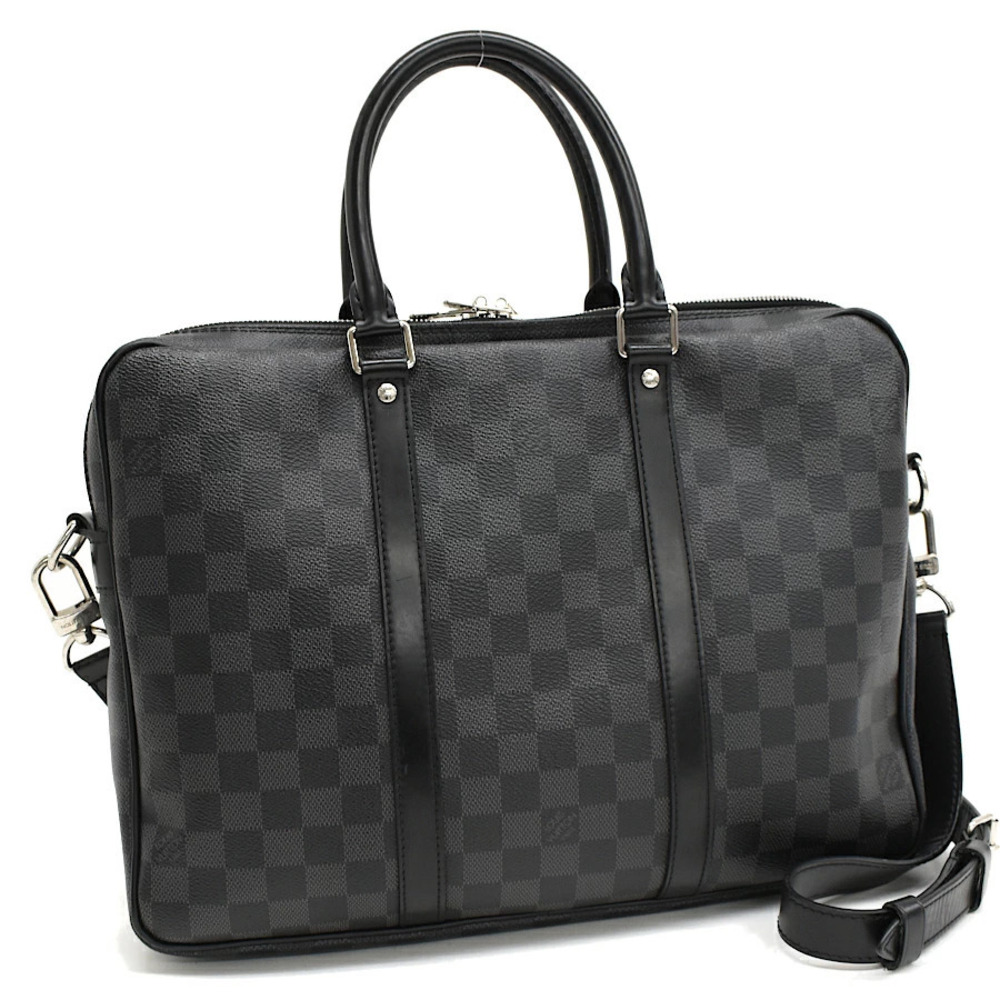 Louis Vuitton Porte Documents Voyage Business Bag Damier Graphite Black Black